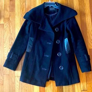 Like New Mackage black small jacket with leather trim